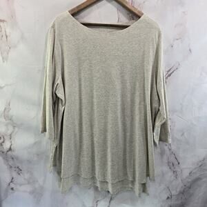 J Jill Shirt Womens 2X XXL Beige Long Sleeve Pure Boatneck Layered Tunic Flowy